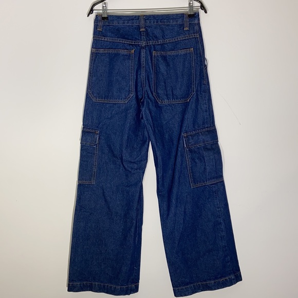 J Galt Brandy Melville Wide Leg Cargo Denim Jeans - Picture 2 of 10